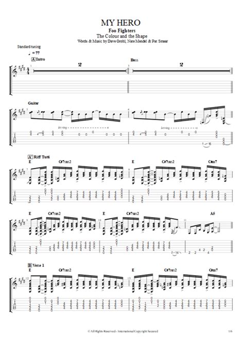 MY HERO TAB (ver 7) by Foo Fighters @ Ultimate.
